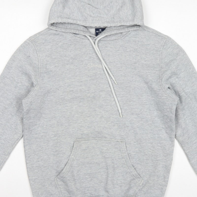 Champion Men's Grey Small Pullover Hoodie Logo Pocket Cotton Blend