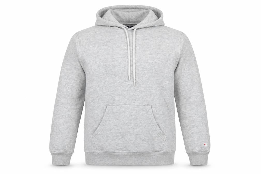 Champion Men's Grey Small Pullover Hoodie Logo Pocket Cotton Blend