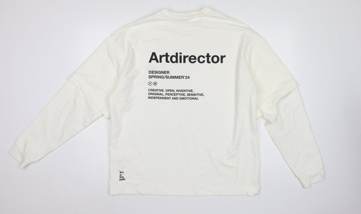 Zara Men Ivory M ArtDirector Graphic Print Crew Neck Pullover Sweatshirt