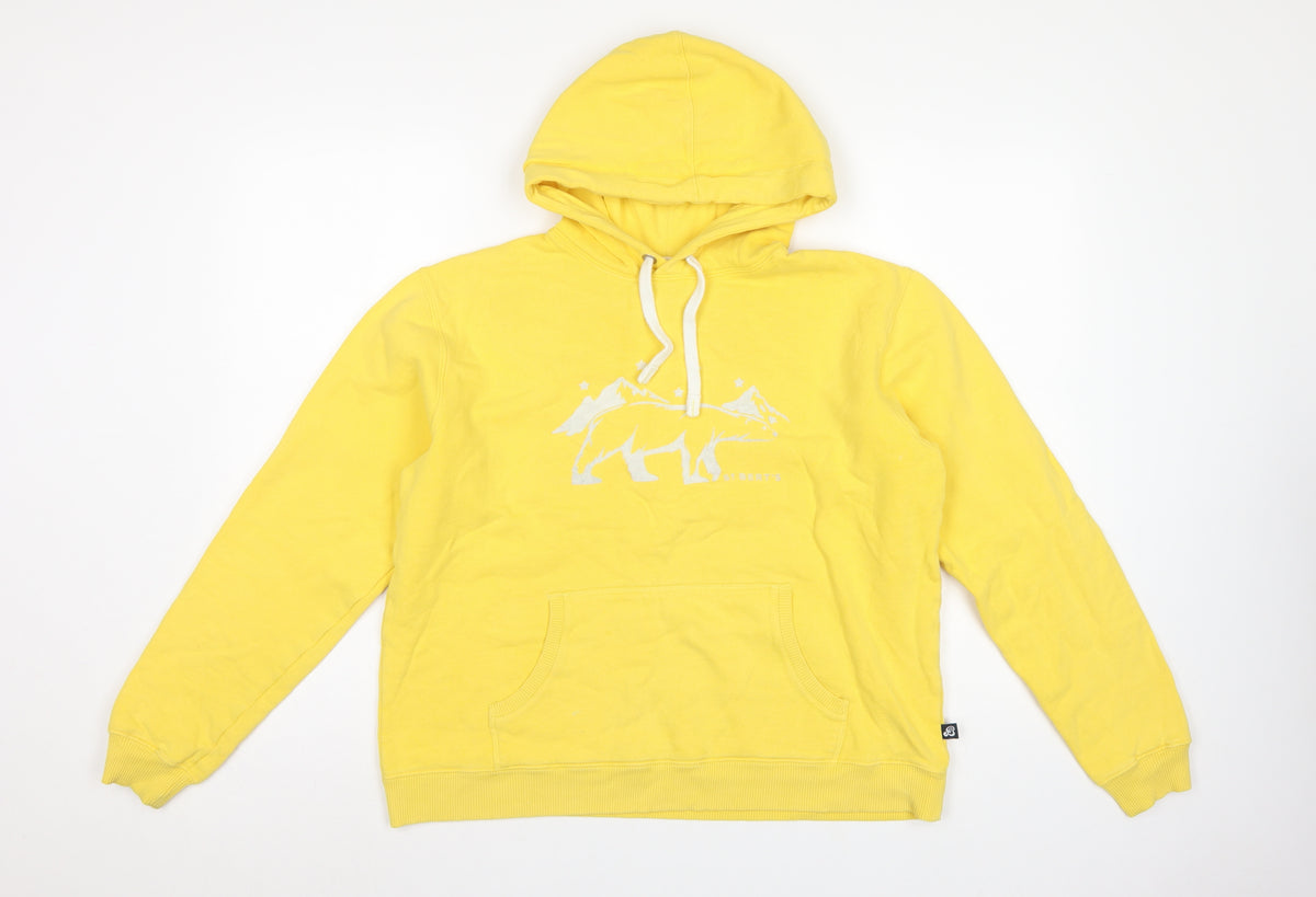 St Bert's Teens Yellow L Pullover Hoodie Bear Graphic Cotton