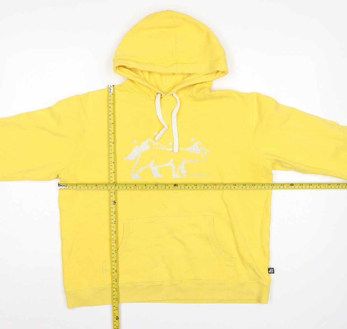 St Bert's Teens Yellow L Pullover Hoodie Bear Graphic Cotton