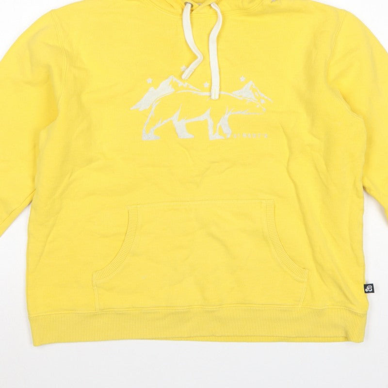 St Bert's Teens Yellow L Pullover Hoodie Bear Graphic Cotton