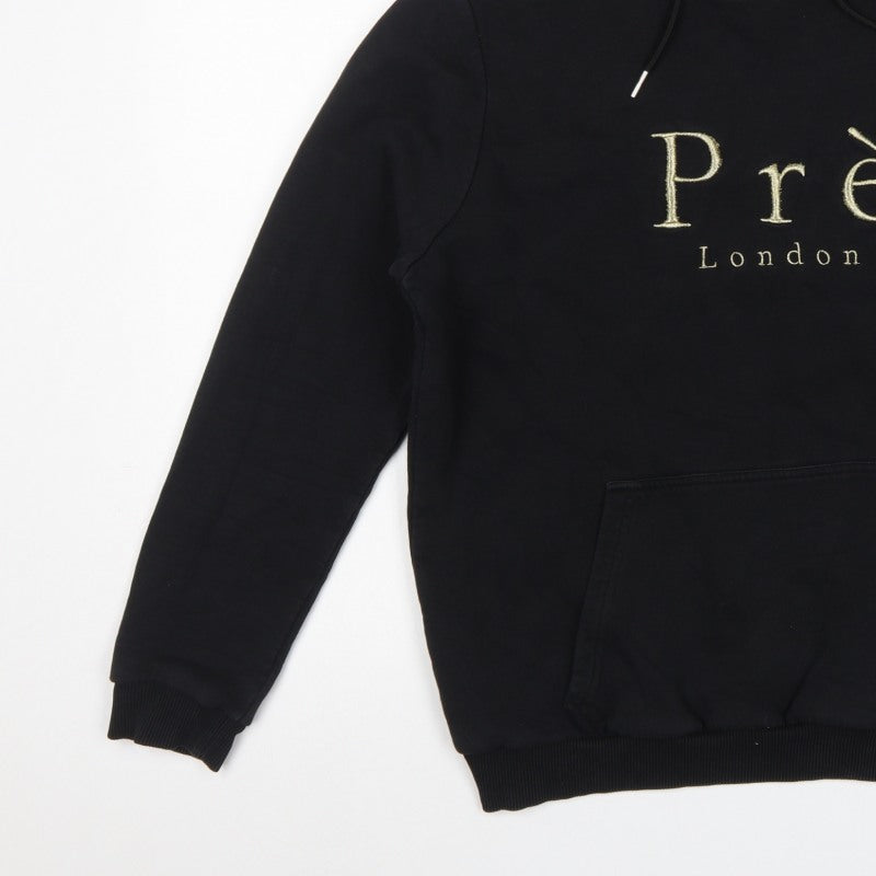 Pre London Men's Black M Pullover Hoodie Gold Embroidered Logo