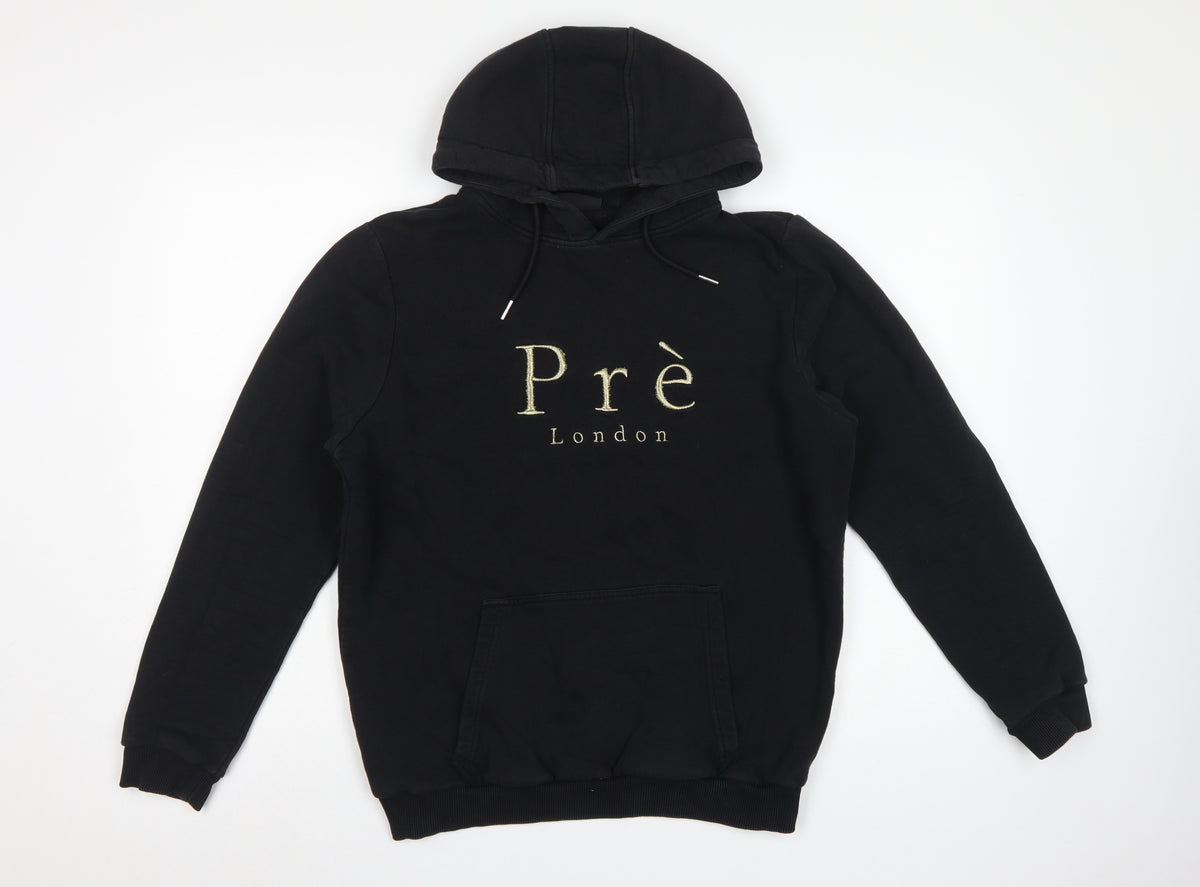 Pre London Men's Black M Pullover Hoodie Gold Embroidered Logo