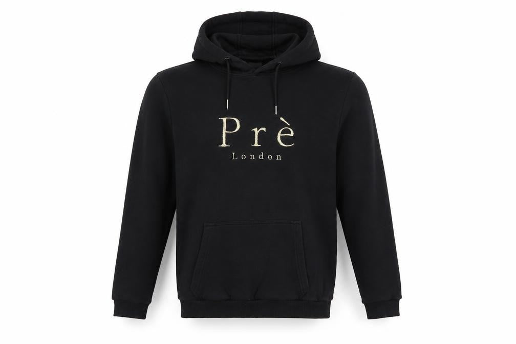 Pre London Men's Black M Pullover Hoodie Gold Embroidered Logo