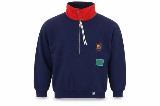 trigema Men’s Blue L 1/4 Zip High Neck Embroidered Sweatshirt
