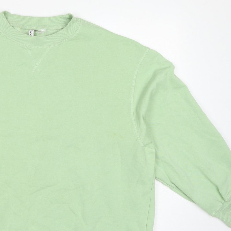 H&M Divided Women Green M Raglan Crew Neck Pullover Sweatshirt