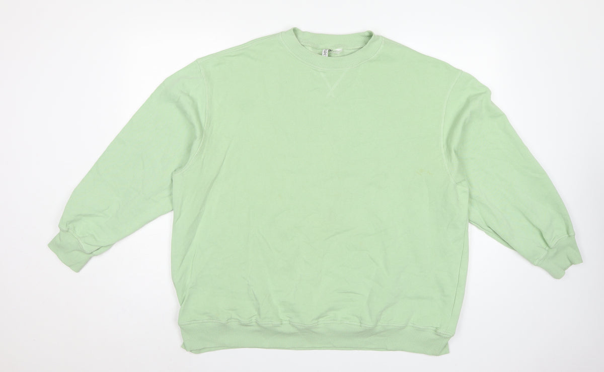 H&M Divided Women Green M Raglan Crew Neck Pullover Sweatshirt