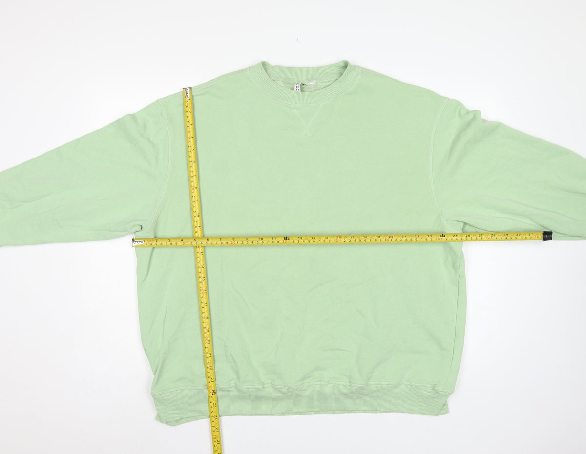 H&M Divided Women Green M Raglan Crew Neck Pullover Sweatshirt