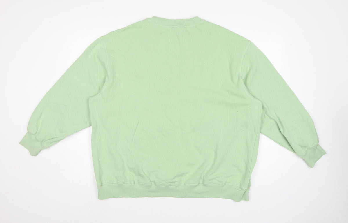 H&M Divided Women Green M Raglan Crew Neck Pullover Sweatshirt