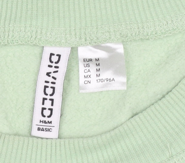 H&M Divided Women Green M Raglan Crew Neck Pullover Sweatshirt