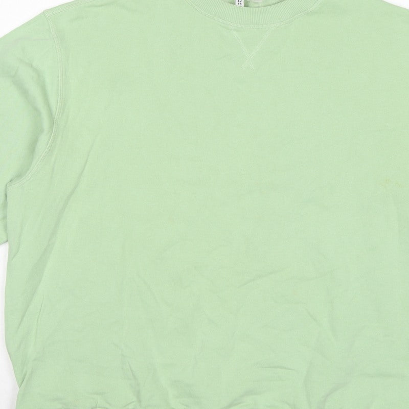 H&M Divided Women Green M Raglan Crew Neck Pullover Sweatshirt