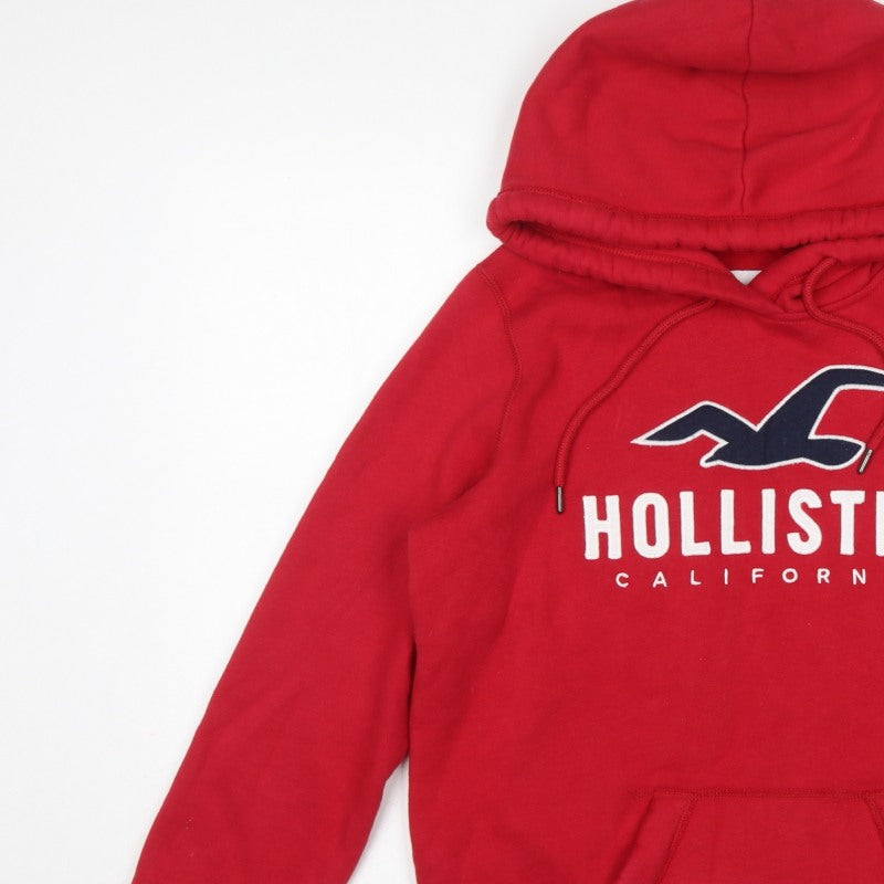 Hollister Men’s Red M Pullover Hoodie Logo Graphic Fleece