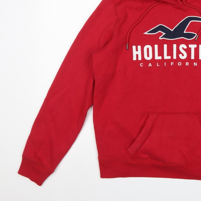 Hollister Men’s Red M Pullover Hoodie Logo Graphic Fleece