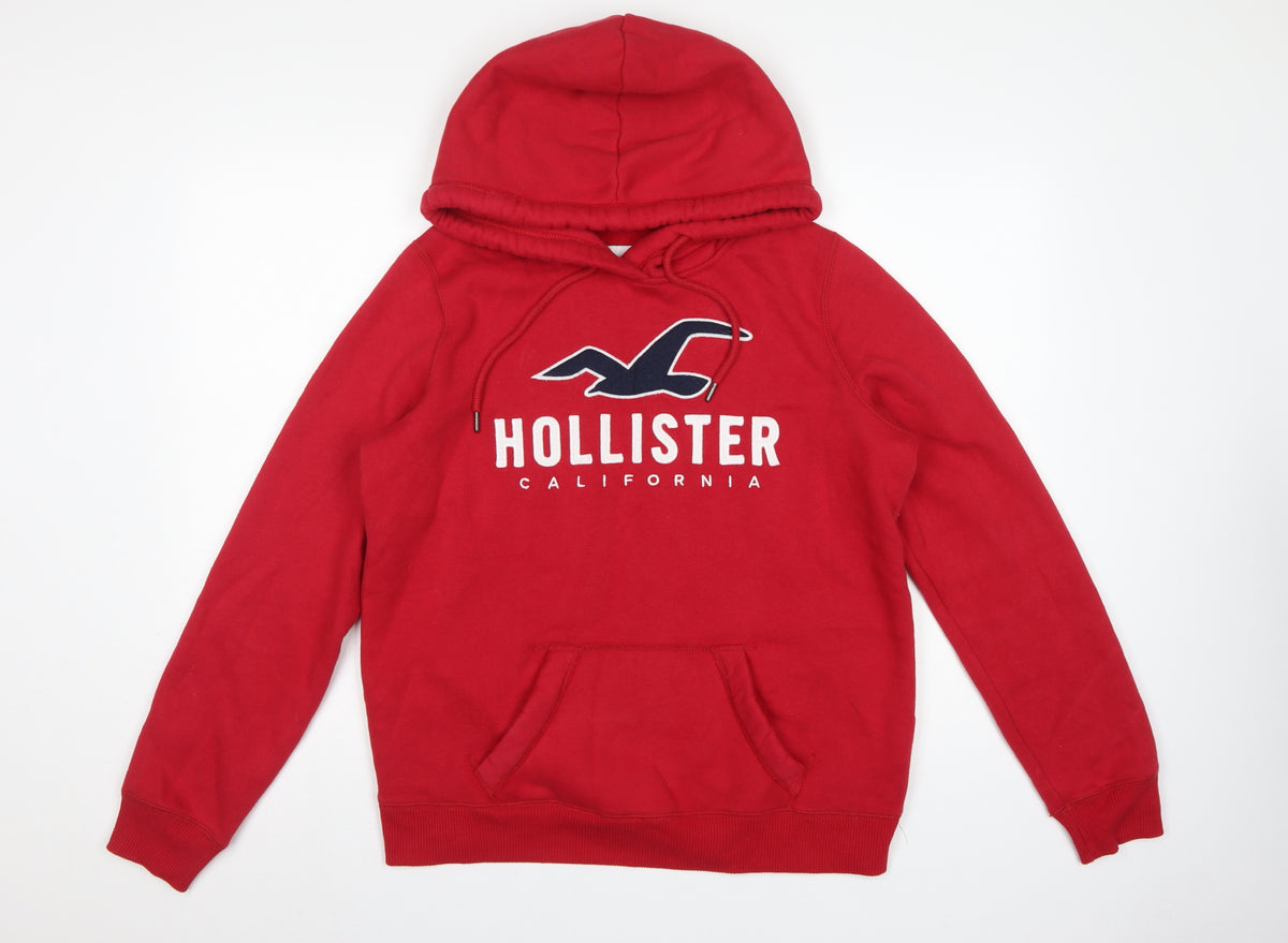 Hollister Men’s Red M Pullover Hoodie Logo Graphic Fleece