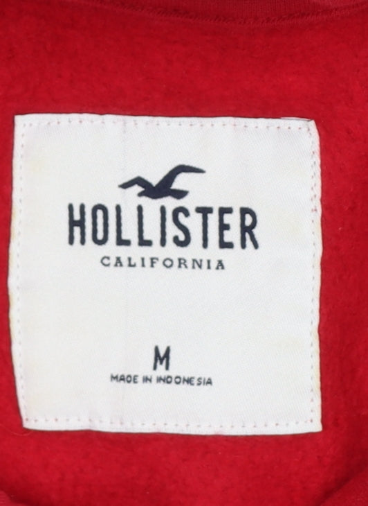 Hollister Men’s Red M Pullover Hoodie Logo Graphic Fleece
