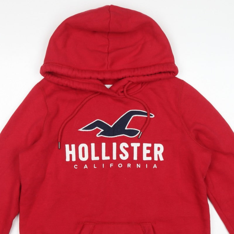 Hollister Men’s Red M Pullover Hoodie Logo Graphic Fleece