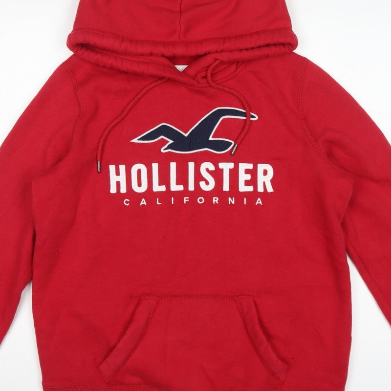 Hollister Men’s Red M Pullover Hoodie Logo Graphic Fleece