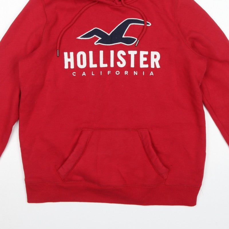 Hollister Men’s Red M Pullover Hoodie Logo Graphic Fleece