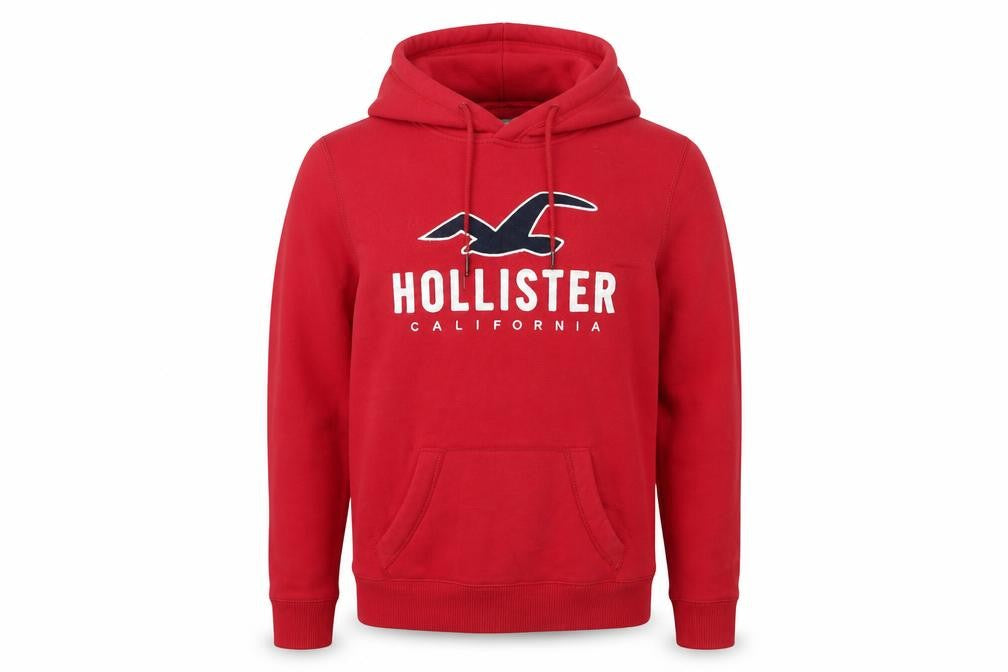 Hollister Men’s Red M Pullover Hoodie Logo Graphic Fleece