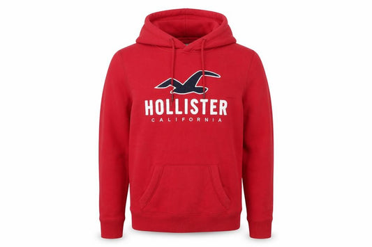 Hollister Men’s Red M Pullover Hoodie Logo Graphic Fleece