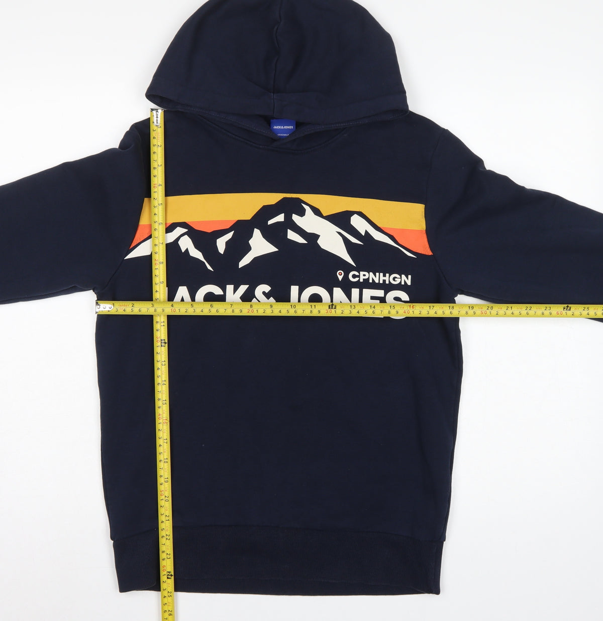Jack & Jones Men’s Blue S Pullover Hoodie Mountain Graphic Logo