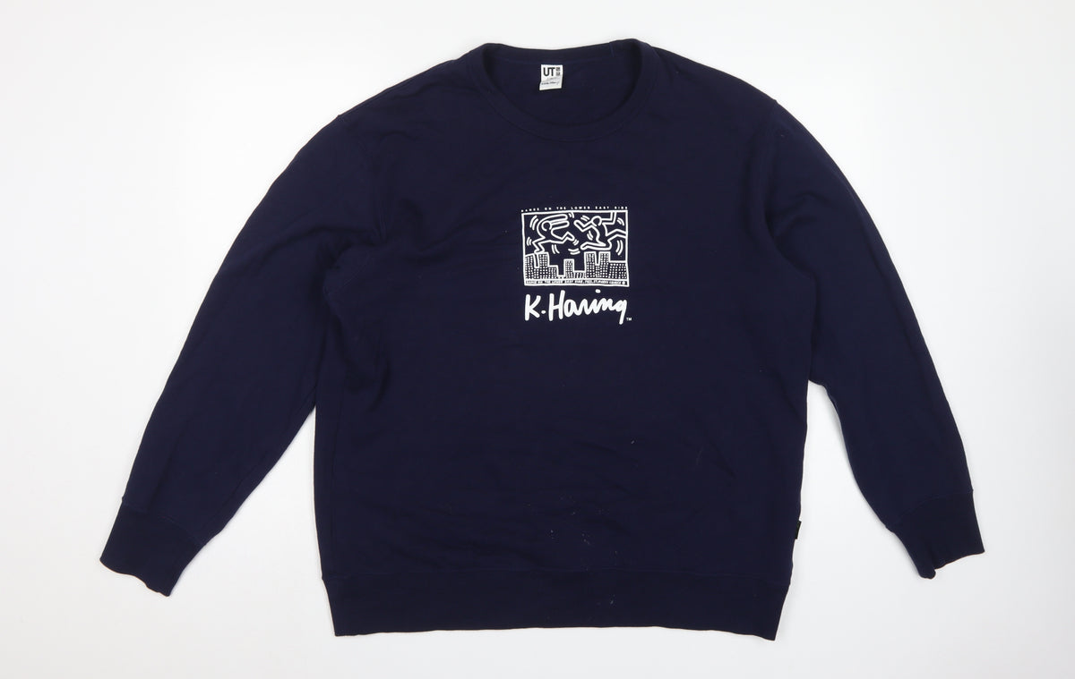 Uniqlo UT Keith Haring Unisex Blue XL Pullover Graphic Sweatshirt