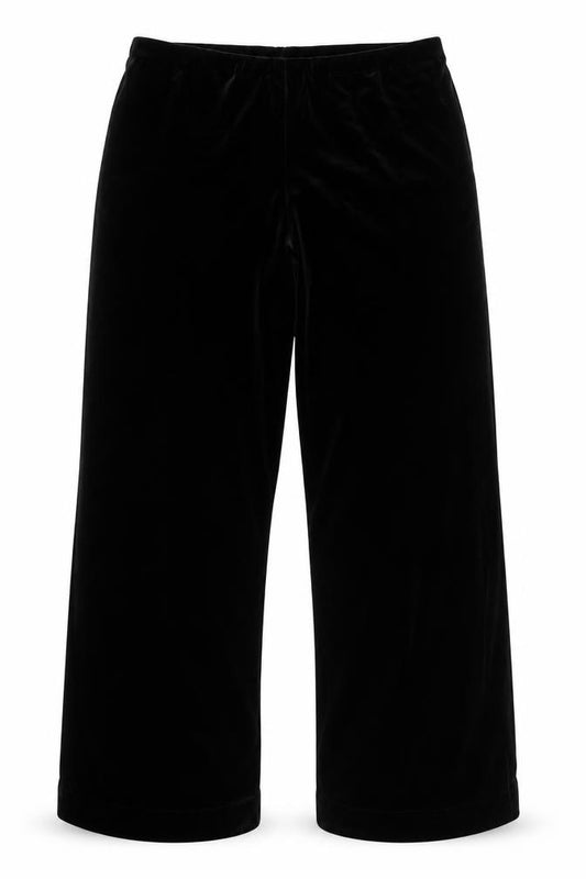 Marks & Spencer Women Black UK 14 Velvet Wide-Leg Trousers