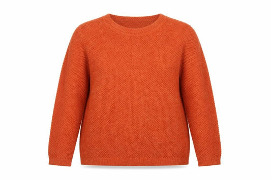 Damart Women Orange UK 14 Open Knit Round Neck Wool Blend Jumper