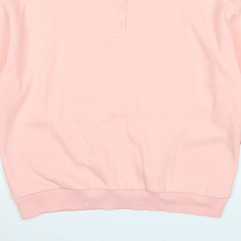ASOS Design Women Pink UK 16-18 Oversized Collared Henley Sweatshirt