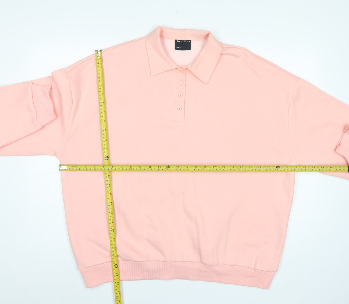 ASOS Design Women Pink UK 16-18 Oversized Collared Henley Sweatshirt