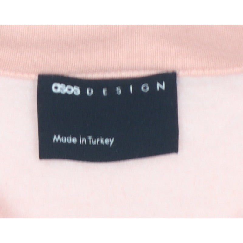 ASOS Design Women Pink UK 16-18 Oversized Collared Henley Sweatshirt