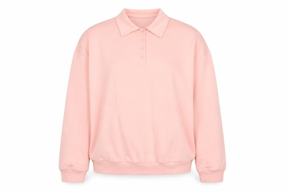 ASOS Design Women Pink UK 16-18 Oversized Collared Henley Sweatshirt
