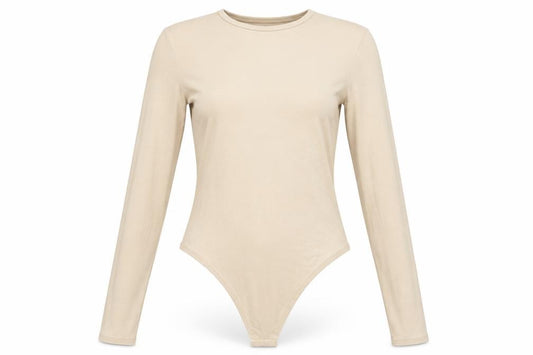 Boohoo Tall Women’s Beige UK 8 Long Sleeve Stretch Bodysuit