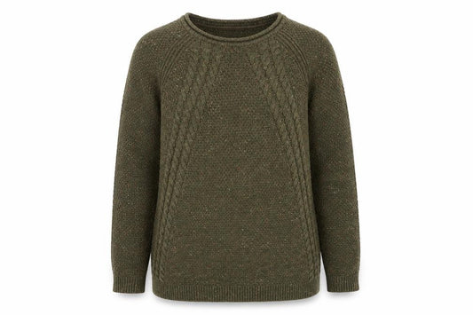 Fat Face Women’s Green UK 8 Cable Knit Crew Neck Jumper
