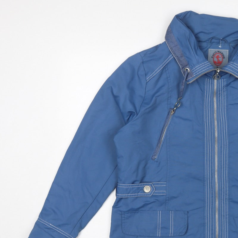 Paco Marine Women's Blue L Hooded Parka Jacket Zip Pockets