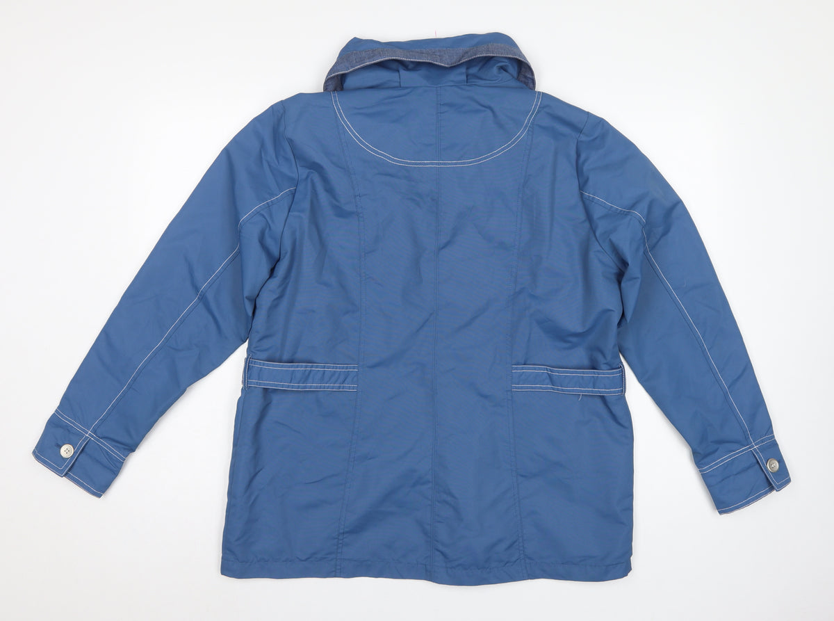 Paco Marine Women's Blue L Hooded Parka Jacket Zip Pockets