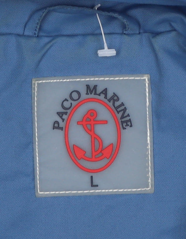 Paco Marine Women's Blue L Hooded Parka Jacket Zip Pockets