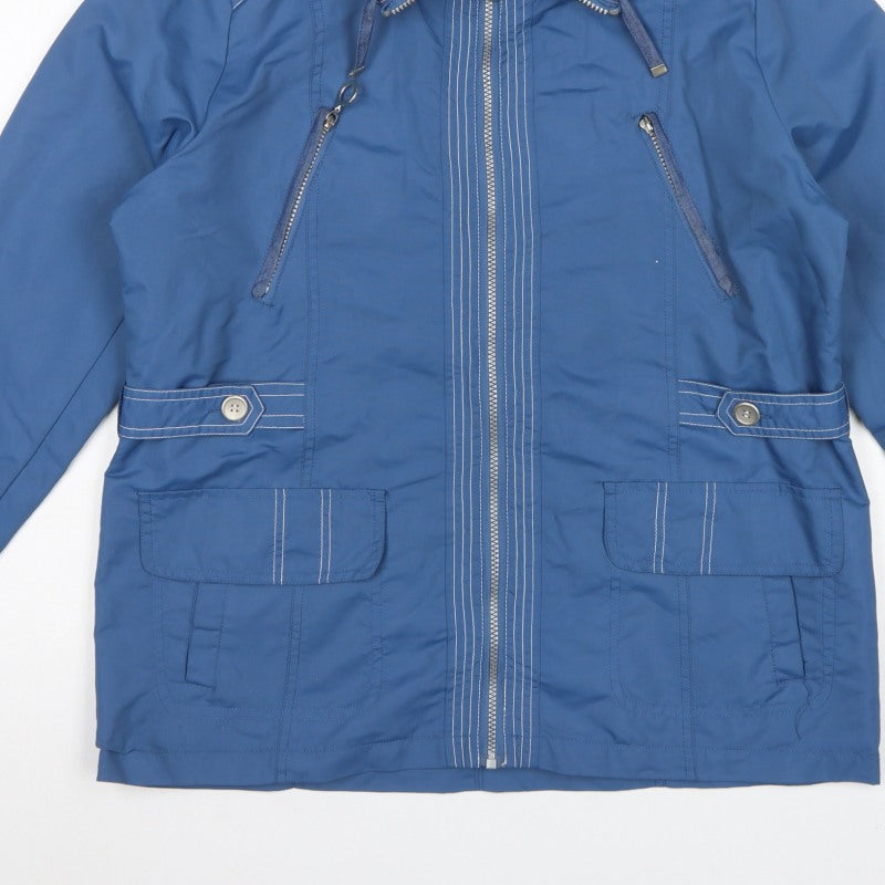Paco Marine Women's Blue L Hooded Parka Jacket Zip Pockets