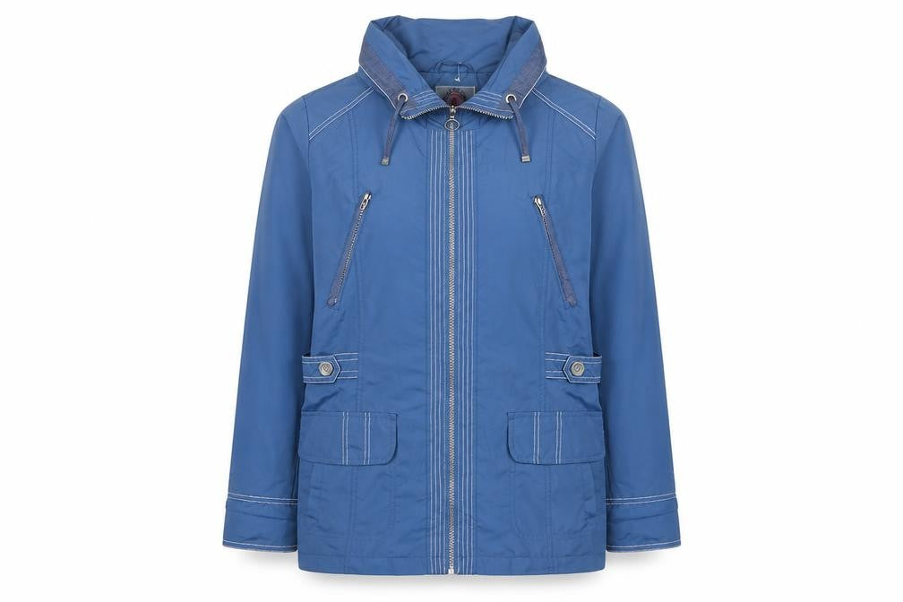 Paco Marine Women's Blue L Hooded Parka Jacket Zip Pockets