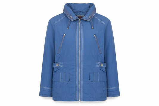 Paco Marine Women's Blue L Hooded Parka Jacket Zip Pockets