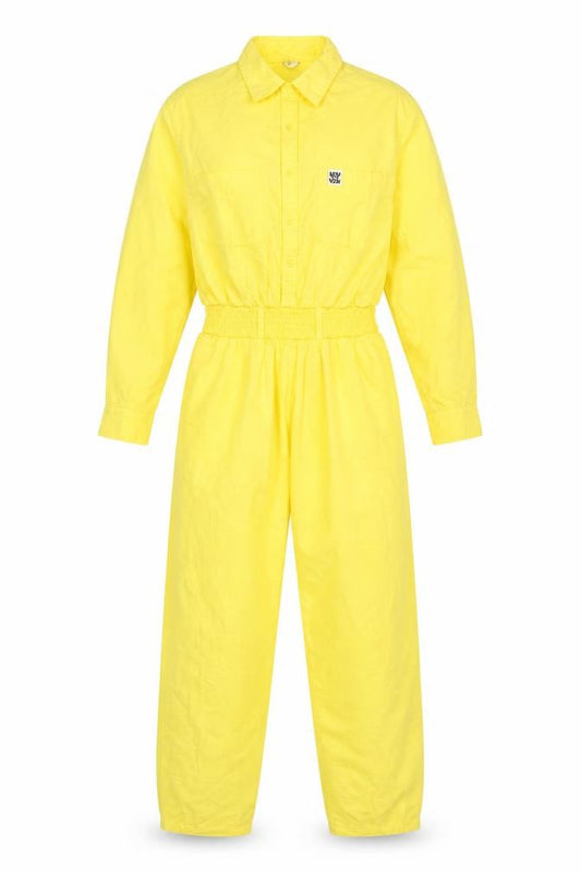 Lucy & Yak Women Yellow Organic Cotton Jumpsuit Size S Collared