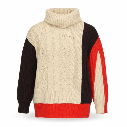 Zara Women Multicoloured M Cable Knit Roll Neck Jumper Colour Block
