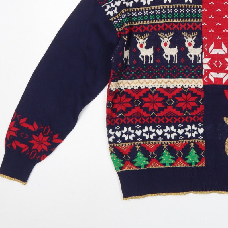 Next Womens Multicoloured M Fair Isle Reindeer Sequin Christmas Jumper