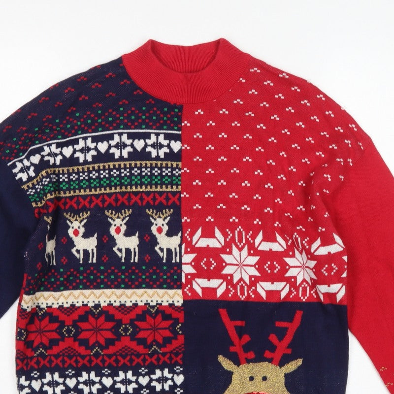 Next Womens Multicoloured M Fair Isle Reindeer Sequin Christmas Jumper