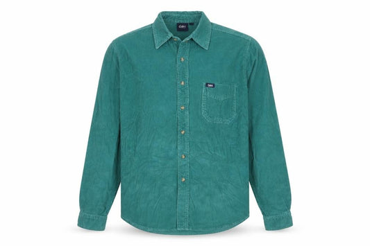 Cotton Traders Men's Green M Corduroy Button-Up Long Sleeve Shirt