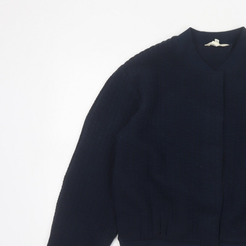 River Island Women’s Blue S Textured Bomber Jacket Cotton Blend