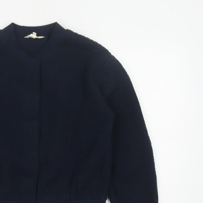 River Island Women’s Blue S Textured Bomber Jacket Cotton Blend