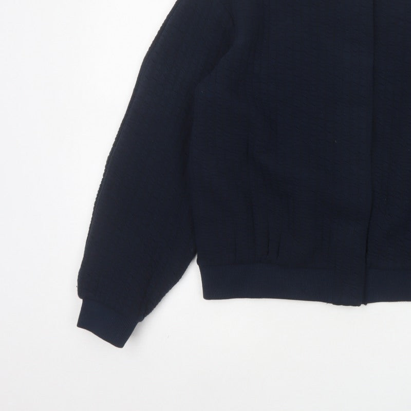 River Island Women’s Blue S Textured Bomber Jacket Cotton Blend