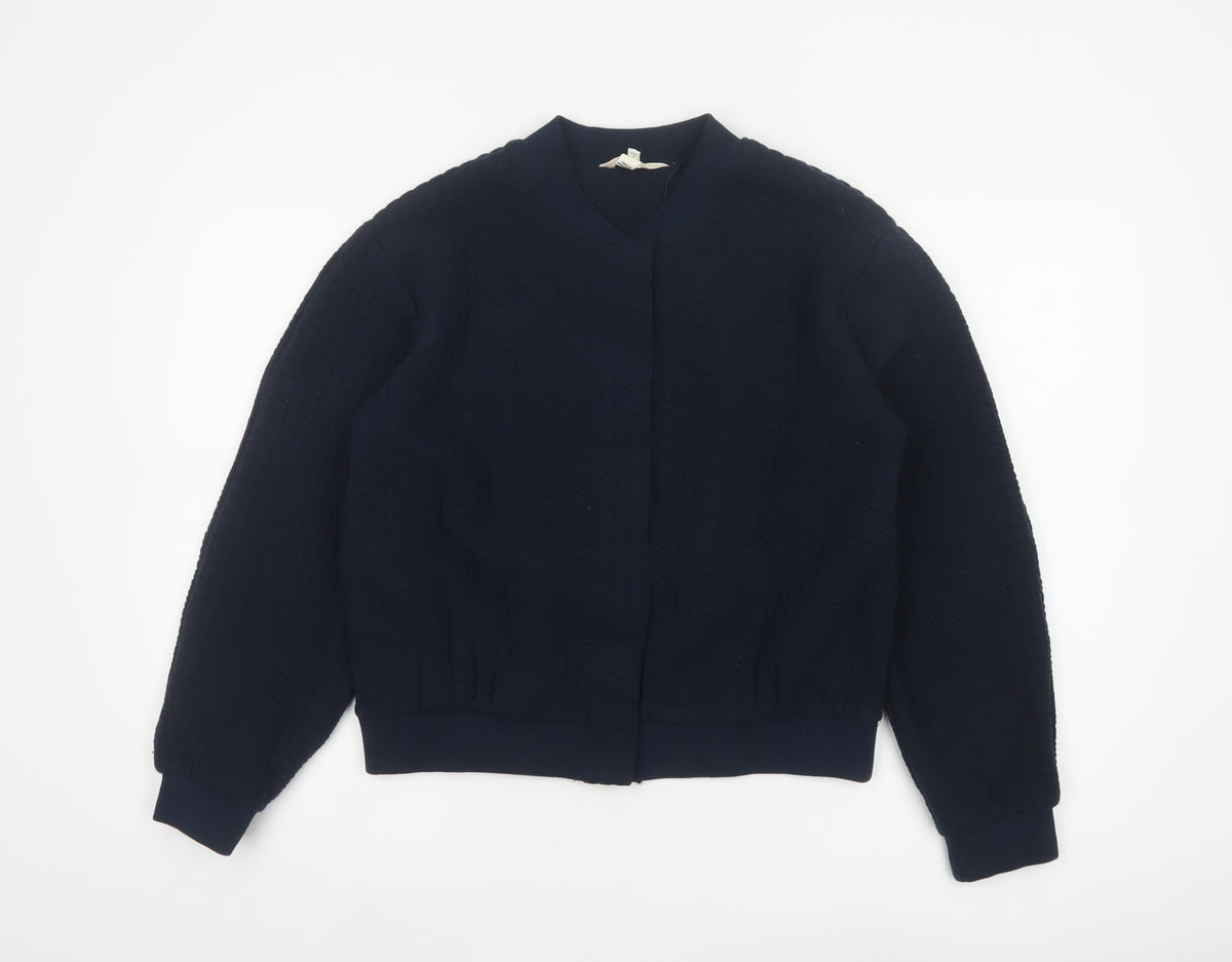 River Island Women’s Blue S Textured Bomber Jacket Cotton Blend